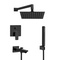 Matte Black Tub and Shower Faucet Set with Handheld, Rain Shower Head